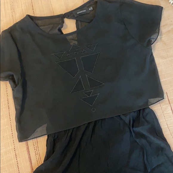 Black romper with mesh top - Picture 1 of 5